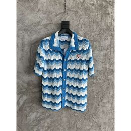 Casablanca Casual lavorato a maglia con motivo a onde sfumato stile vacanza moda top scavato giacca maglione cardigan lavorato a maglia allentato Casablanc