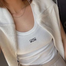 Women's Designer Tank Top Embroidered Logo Open Umbilical Elastic Sports Knitted Tank Top Breathable Knitted Pullover Women's Sports Top Women's T-shirt