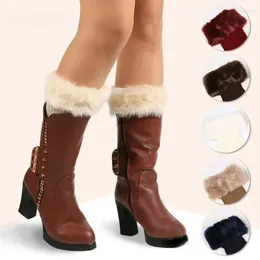 Women Socks Faux Fur Ladies Knit Crochet Boot Cuffs Toppers Ankle Winter Japanese 2023 Wholesale