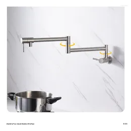 Kitchen Faucets Black Stainless Steel Water Faucet Wall Folding And Rotating Pot Filter Single Cold Tap Accessories