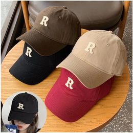 Ball Caps Men and Womans Baseball Adjustable Casual Embroidered Letter R Cotton Sun Hats Unisex Solid Color Visor Hat 231027