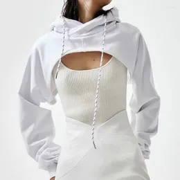 Women's Hoodies Women Summer Sexy Fashion Super Short Hoodie Hiohop Drawstring Long Sleeves Open Chest Easy Tops Ropa Mujer Clothes