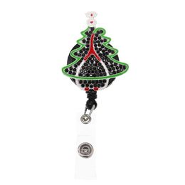 Fashion Style Key Rings Christmas Tree Stethoscope Rhinestone Retractable ID Holder For Nurse Name Accessories Badge Reel With All223k