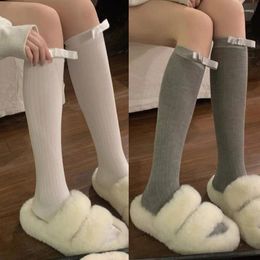 Women Socks Black White Bow Tie Long Sweet Girls Cute Lolita Knee High Legging Calf Sock Kawaii Sexy Bowknot Stocking Streetwear