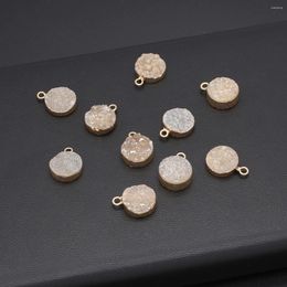 Pendant Necklaces Natural Druzys Stone Charms Plating Gold For Women Making DIY Jewerly Bracelet Necklace 12x15mm