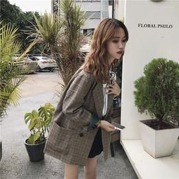 Women's Suits Korean Style Ins Plaid Blazer Spring Wear 2023 Versatile Student Suit Loose Chic Small Fashion