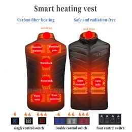 Electric Pads USB Infrared Heating Areas Jacket Men Winter Heated Vest Waistcoat For Outdoor Sports Hiking