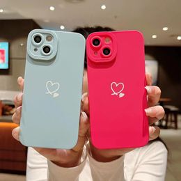 Cell Phone Cases Candy Colour Silicone Phone Case for iPhone 14 15 Pro Max 11 12 Pro Mini X XR XS 15 14 8 7 Plus SE 2022 Cute Love Frame Soft Cover 231026