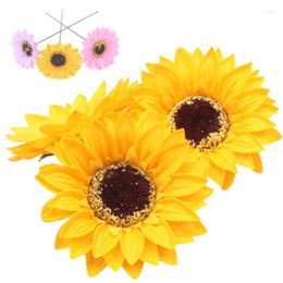Decorative Flowers Sunflower Soap Flower Head Bouquet Gift Box Decor With DIY Wedding Christmas Home Shop Supplies 25 Pcs