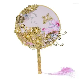 Wedding Flowers Chinese Traditional Bride Lace Jewelry Flower Fan Vintage Round Hand-held Lucky Birds Pography Props Accessorie