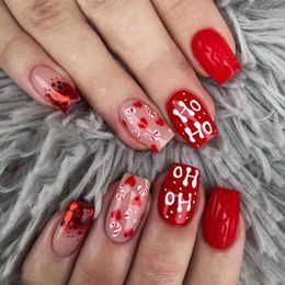 False Nails 24Pcs/Set Nail Christmas Fake Tips Full Cover Acrylic Decoration For Tip Press On