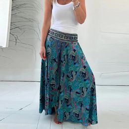 Women's Pants Bohemian Pattern Print Vintage Women Spring High Waist Loose Ethnic Trousers Autumn Wide Leg Leisure Home Sports Sweatpant