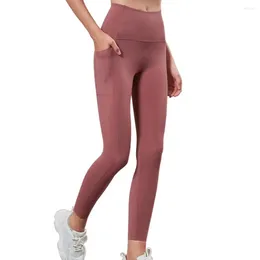 Active Pants Fitness Yoga High Waist Seamless Leggings Sweat Absorption Pure Colour Skinny Trousers Sports Gym