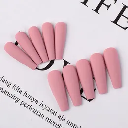 False Nails 100Pcs/set Matte European Ballerina Detachable Long Coffin Fake Stiletto Full Cover Nail Tip Colorful Artificial