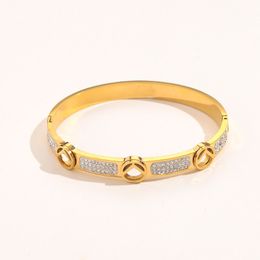 Fashion Love Bangle Bracelet Ladies Gold Plated Lady Titanium Steel Diamond Letter Designer Jewellery Womens Mens Bracelets