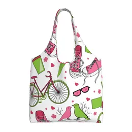 Shopping Bags Cute Teenager Woman Tote Bag Reusable Handbag For Work Travel Business Beach School