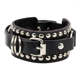 Charm Bracelets Classic Couple Trend Punk Belt Rivet Bracelet Men And Women Hip Hop Leather Personalized Party Jewelry Accessories