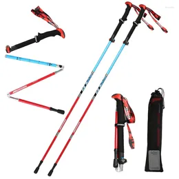 Trekking Poles Hand Alpenstock Nordic Hiking Tracking Stick 5 Section Aviation Carbon Fiber Folding Absorbing Pole