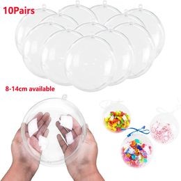 Christmas Decorations 70-140mm 10 Pairs Clear Fillable Plastic Ball Home Decoration Wedding Party Garden DIY Decor Big Christmas Tree Hanging Ornament 231027
