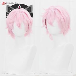 Catsuit Costumes Genshin Impact Mondstadt Dahlia Cosplay Wig 28cm Pink Wigs Heat Resistant Synthetic Hair Halloween Role Play Wig+wig Cap