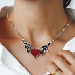 Pendant Necklaces Trendy Creative Necklace Alloy Drop Nectarine Demon Wing Jewelry Collares Gargantilla Mujer