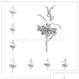 Pendant Necklaces Crystal Christmas Dancing Ballerina Dancer Ballet Dance Necklace Charm Gros Collier Femme Jewellery Women Drop Del Dhkmh