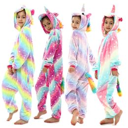 Pajamas Girls Pink Dinosaur Animal Pajamas Children Flannel Overall Jumpsuit Kids Unicorn Panda Onesies For 4 6 8 10 12 Years 231026