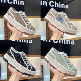 Women Casual Shoes G Sneakers Canvas Shoes Fabric Trims thick-soled Platform Letter Printing Chunky Top Quality Sneaker Outdoor Trainers Stripes Shoe