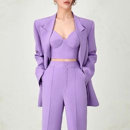 Women's Two Piece Pants S-XL Stock High Quality Fashion Solid Colour Underwear Coat Three Casual Commuter Suit Set