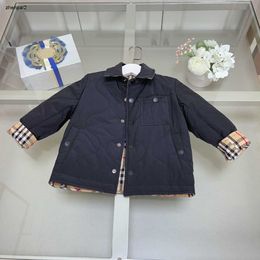 Luxury lapel coat for Baby Double sided use Child jacket Size 100-160 high quality Logo intaglio button kids Outwear Oct25