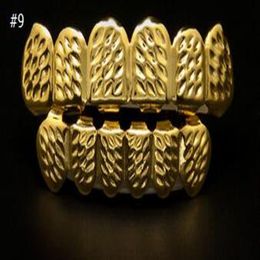 Fashion-REAL SHINY REAL GOLD PLACTING Top Bottom GRILLZ Bling Mouth Teeth Caps Hip Hop Grills264R