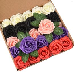 Decorative Flowers 50pcs Artificial Roses Bulk Fake Rose For Crafts DIY Wedding Bouquet Arrangements