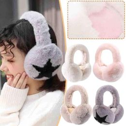 Berets Faux Fur Winter Earmuffs Cute Stars Pattern Warm For Women Girls Outdoor Ear Warmers Foldable H9U3