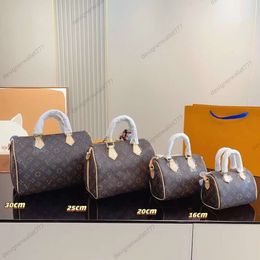 Luxury womens speedy designer bag white brown women tote bags leather shoulder crossbody bags printed handbag with lock high quality