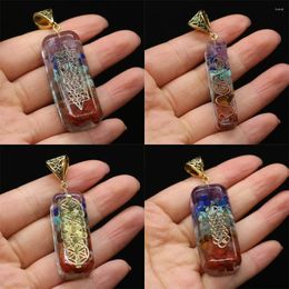 Pendant Necklaces Natural Stone Reiki Crystal Seven Chakra Rectangle For Jewelry Making DIY Accessories Fit Necklace Earrings Wholesale