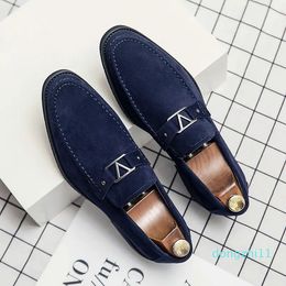 Flat shoes Suede Metal Buckle Decorative Leffer Shoes for Men Comfortable Low Heel Sewing Casual British Business Versatile