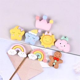 20pcs Lovely Star Sun The Gingerbread Man Resin Components Charms Jewelry Making DIY Earrings Keychain Decoration Cute Rainbow Clo240E