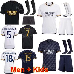 Kids Man Club 8 KROOS Soccer Jerseys Set CARVAJAL MBAPPE CAMAVINGA RUDIGER MODRIC 5 BELLINGHAM JOSELU VINICIUS JR VALVERDE TCHOUAMENI Football Shirt Kits HuangMa