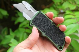 Special Offer M6678 Automatic Tactical Knife SK5 Satin Tanto Blade CNC Green Aviation Aluminium Handle EDC Pocket Paper Cutter Knives with 5Pcs Blades