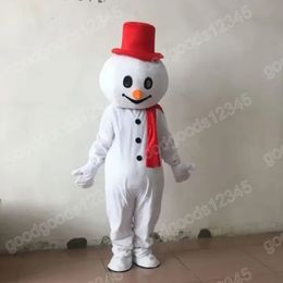2024 Adult Size Cute Snowman Mascot Costumes Halloween Fancy Party Dress Cartoon Character Carnival Xmas Advertising Birthday Party Costume Unisex Outfit