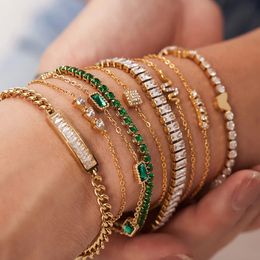 Charm Bracelets Uworld Maximalist Dipped With Cubic Zirconia Gemstones Stainless Steel Bracelet for Women Jewelry Gift bracelet Waterproof Jewel 231027