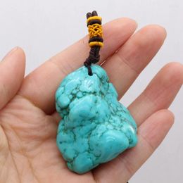 Pendant Necklaces 1PC Natural Green Turquoise Pendants Irregular Stone Charms For Jewellery Making Accessories Women