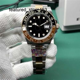 Luxury Watch Clean Factory Rolaxes Brown Watch Black beerOyster Bracelet Ceramic Bezel 904 Steel GMT Function Automatic Movements