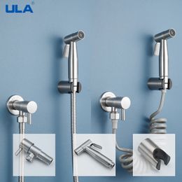 Bath Accessory Set ULA Brushed Bidet Faucet Stainless Steel Handheld Sprayer Toilet Single Cold Water Tap 231026