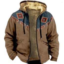 Men's Hoodies Zipper For Men Casual Patchwork Design Vintage Color Winter Coat Long Sleeve Sweatshirt Hooded Jacket