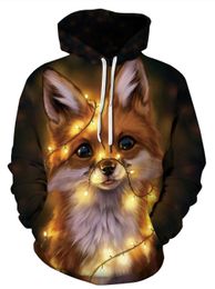 Customized Hoodies & Sweatshirts Small light bulb Dog 3D digital printing Mens hooded sweater Fashion Casual