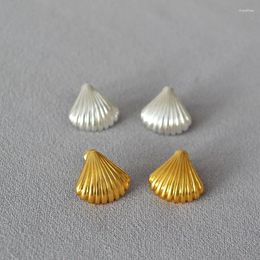 Hoop Earrings Korean Blogger Fever's Same Niche Brass Plated Shell Design 925 Silver Needle And