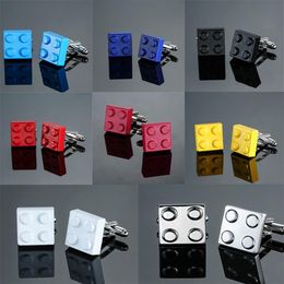 HYX Men Cufflinks Muti-color Bricks Design Blue Red Black 8 Colors Option Copper Novelty Cuff Links Whole&retail301P