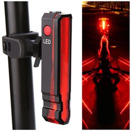 Bike Lights Bicycle tail light laser line warning light waterproof seat pillar LED light USB charging MTB road bicycle tail light 231027