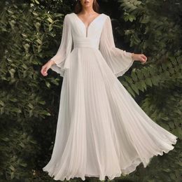 Casual Dresses Women's Elegant Deep V-neck White Maxi Dress Temperament Bandage High Waist Evening Party Sexy Wedding Vestidos